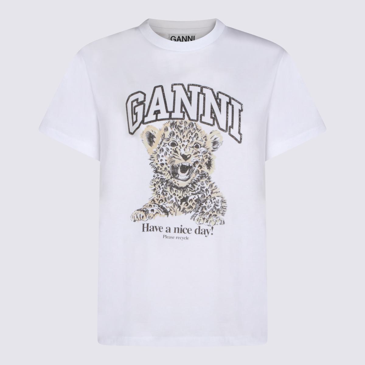 Ganni White Cotton T-Shirt
