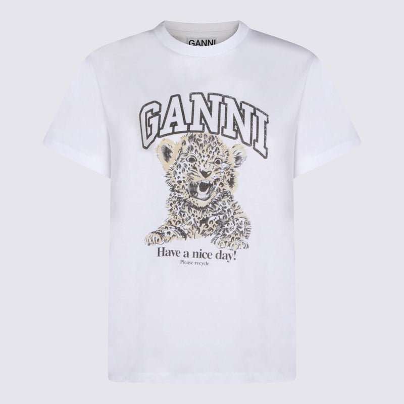Ganni White Cotton T-Shirt