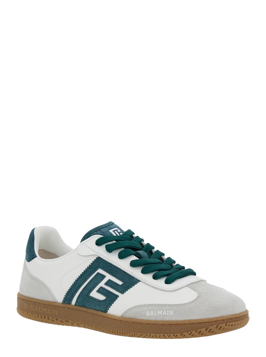 'Swan' White Low Top Sneakers With Logo On The Side And Contrasting Heel With Logo Lettering In Leather Man