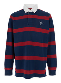 "Rugby" Multicolor Polo Shirt With Logo Embroidery On The Front And All-Over Striped Motif In Cotton Man