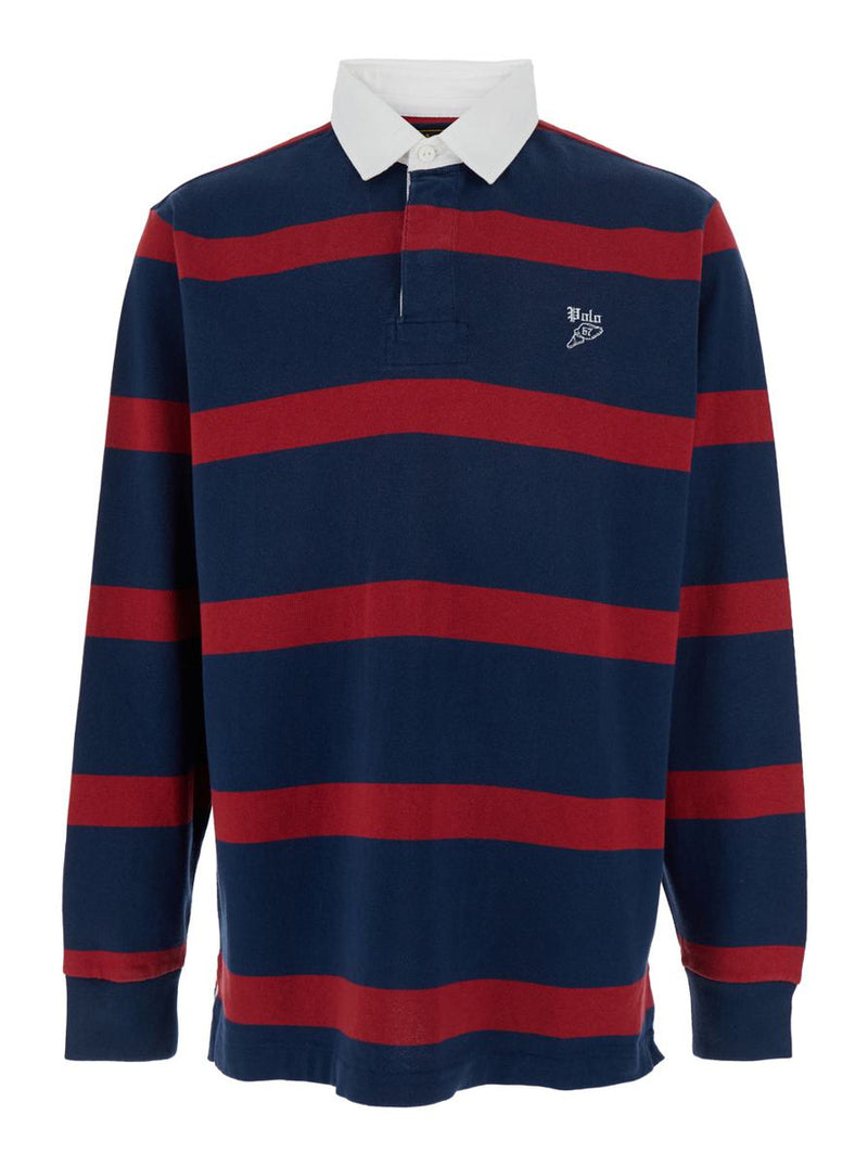 "Rugby" Multicolor Polo Shirt With Logo Embroidery On The Front And All-Over Striped Motif In Cotton Man