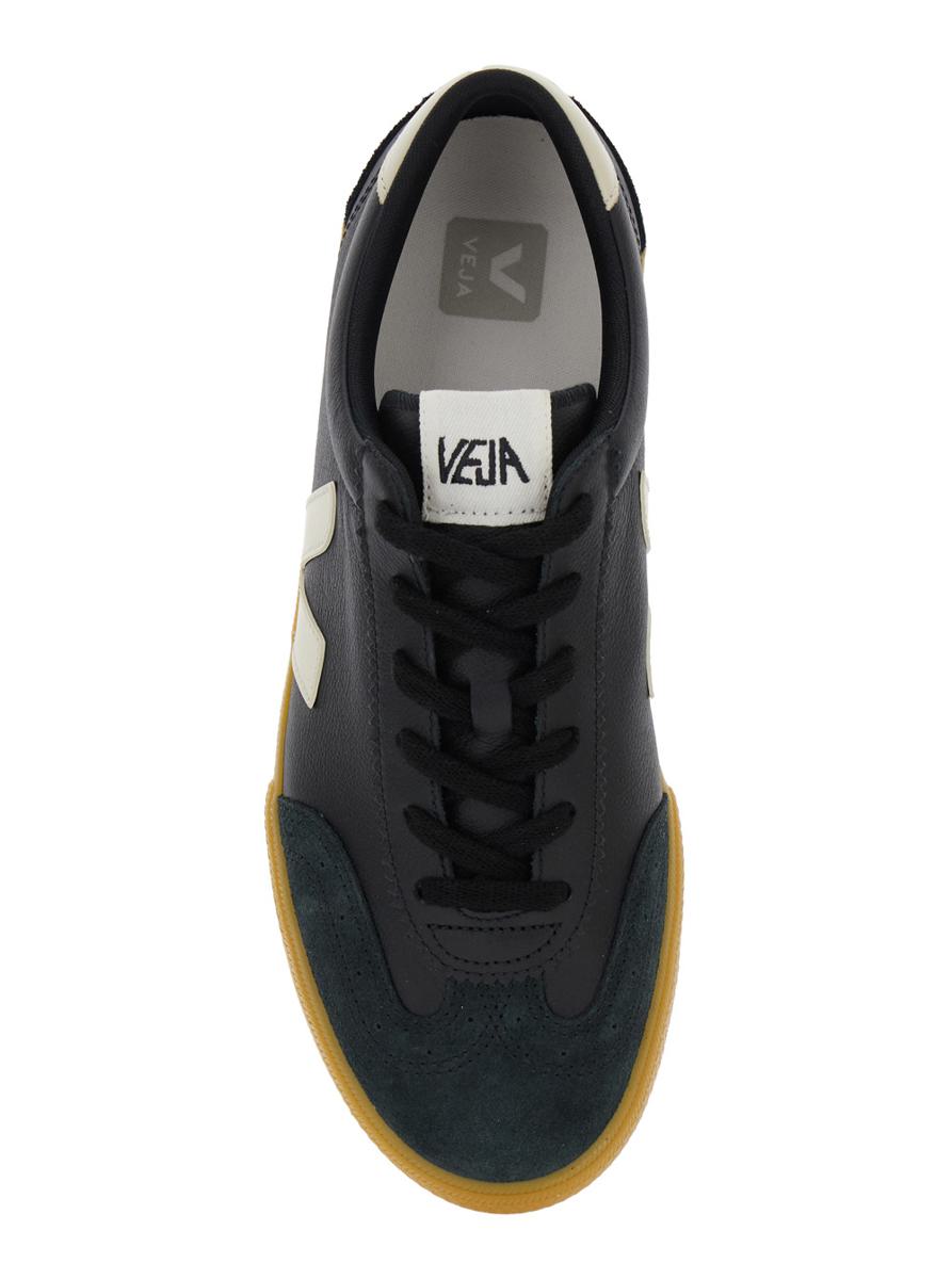 'Volley' Black Sneakers With Side Logo And Lettering Logo On The Heel In Organic Cotton Unisex