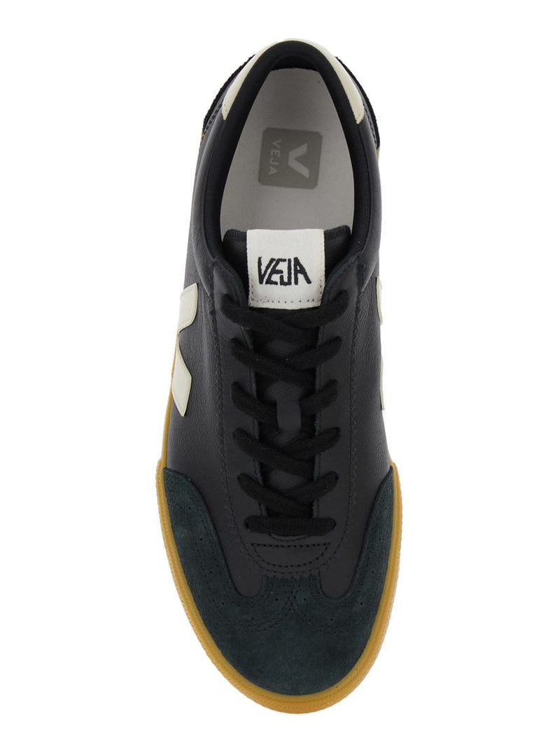 'Volley' Black Sneakers With Side Logo And Lettering Logo On The Heel In Organic Cotton Unisex