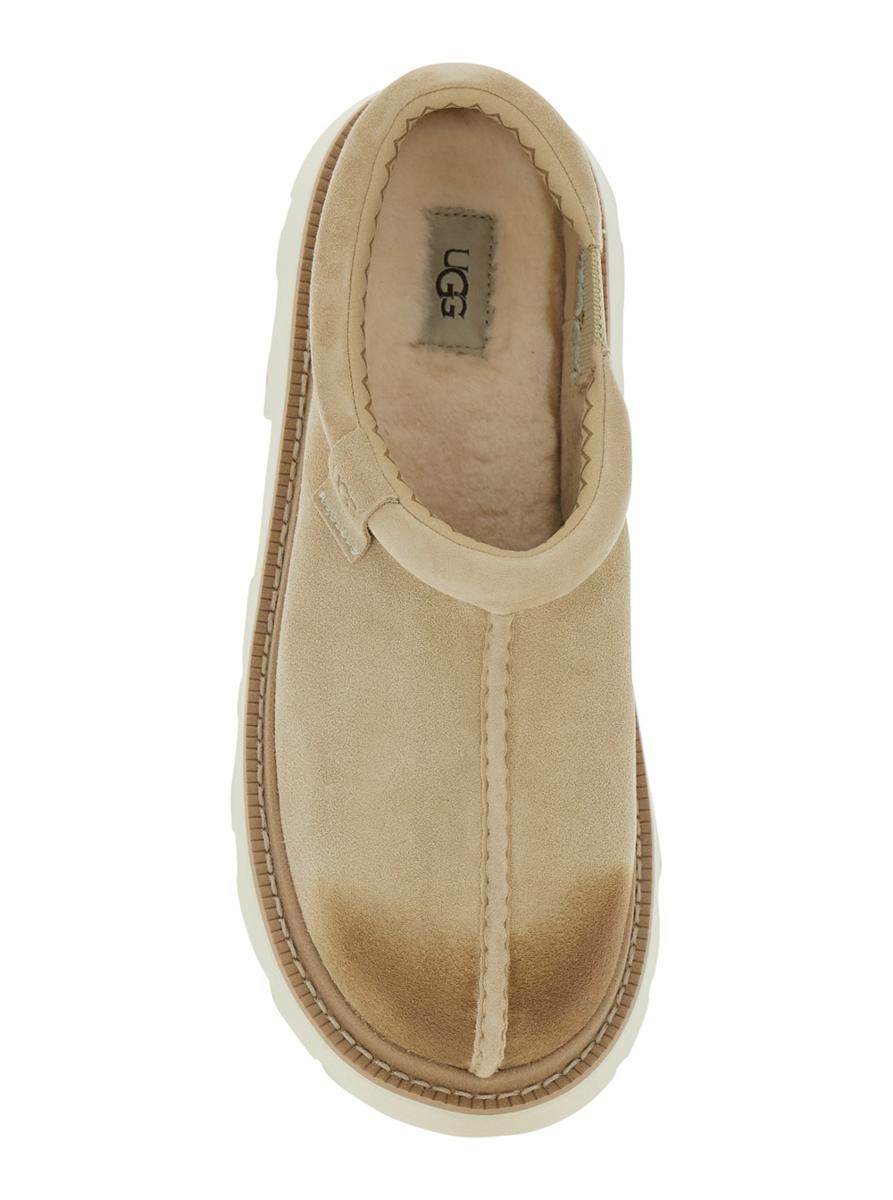 'Tasman' Beige Mule With Raised Sole In Suede Man
