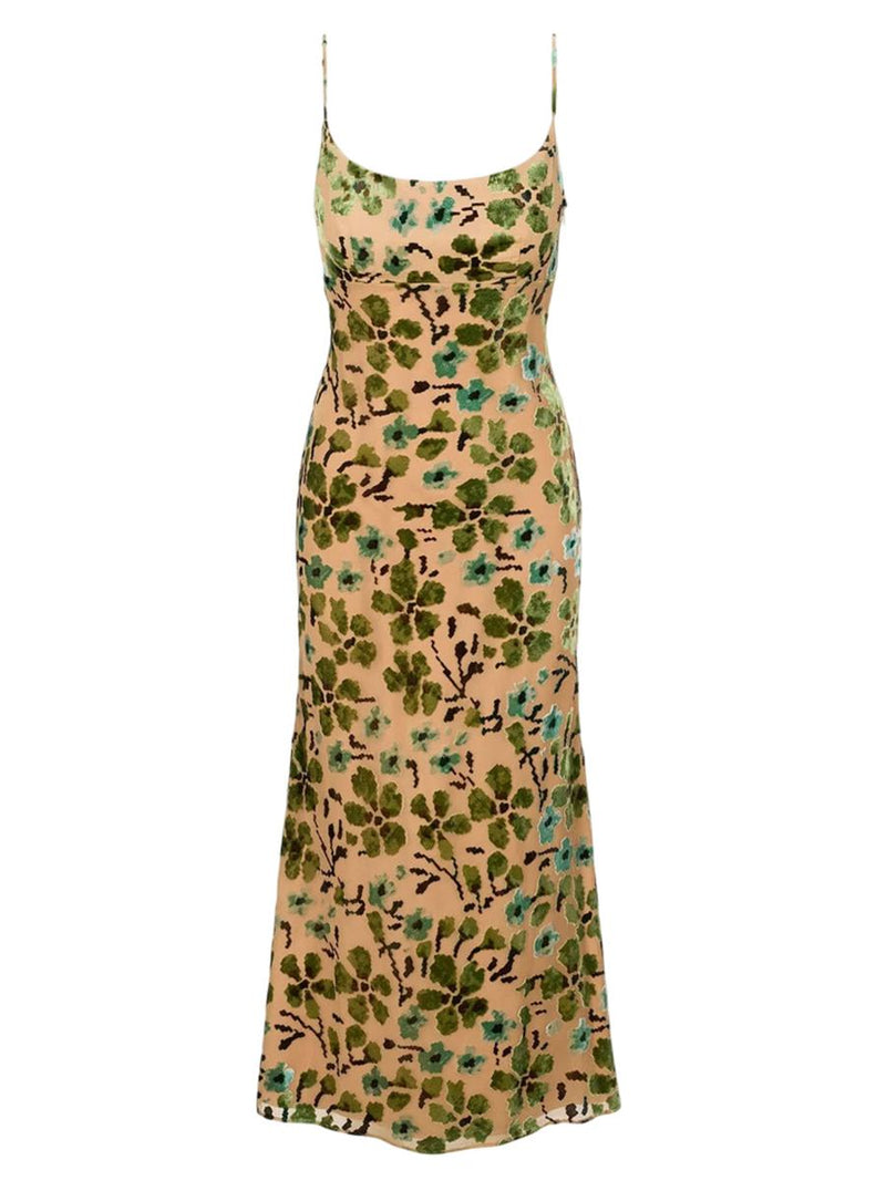 Staud Dianna Dress Moss Floral Tapestry