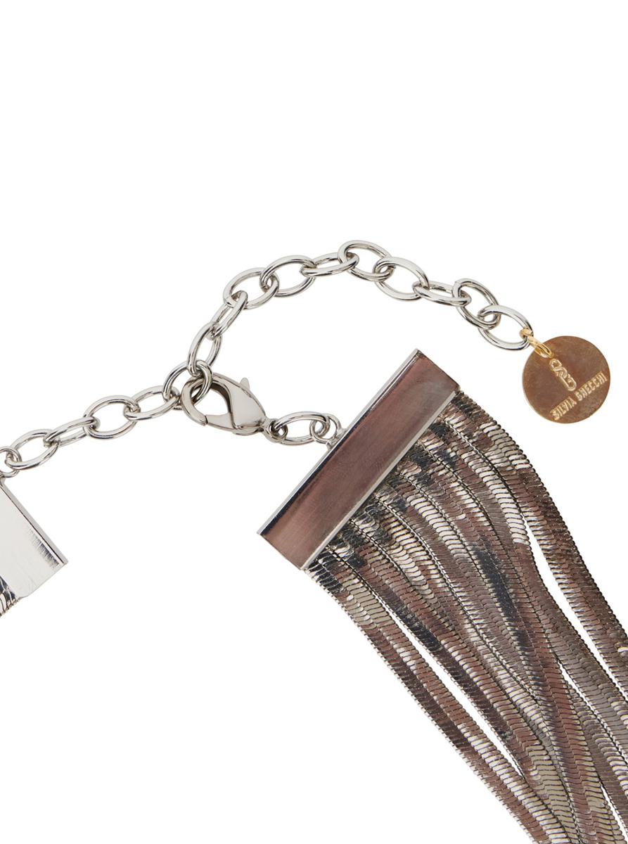 'Imperial Long' Silver-Colored Necklace With Adjustable Clasp And Metallic Pendant With Logo In Brass Woman