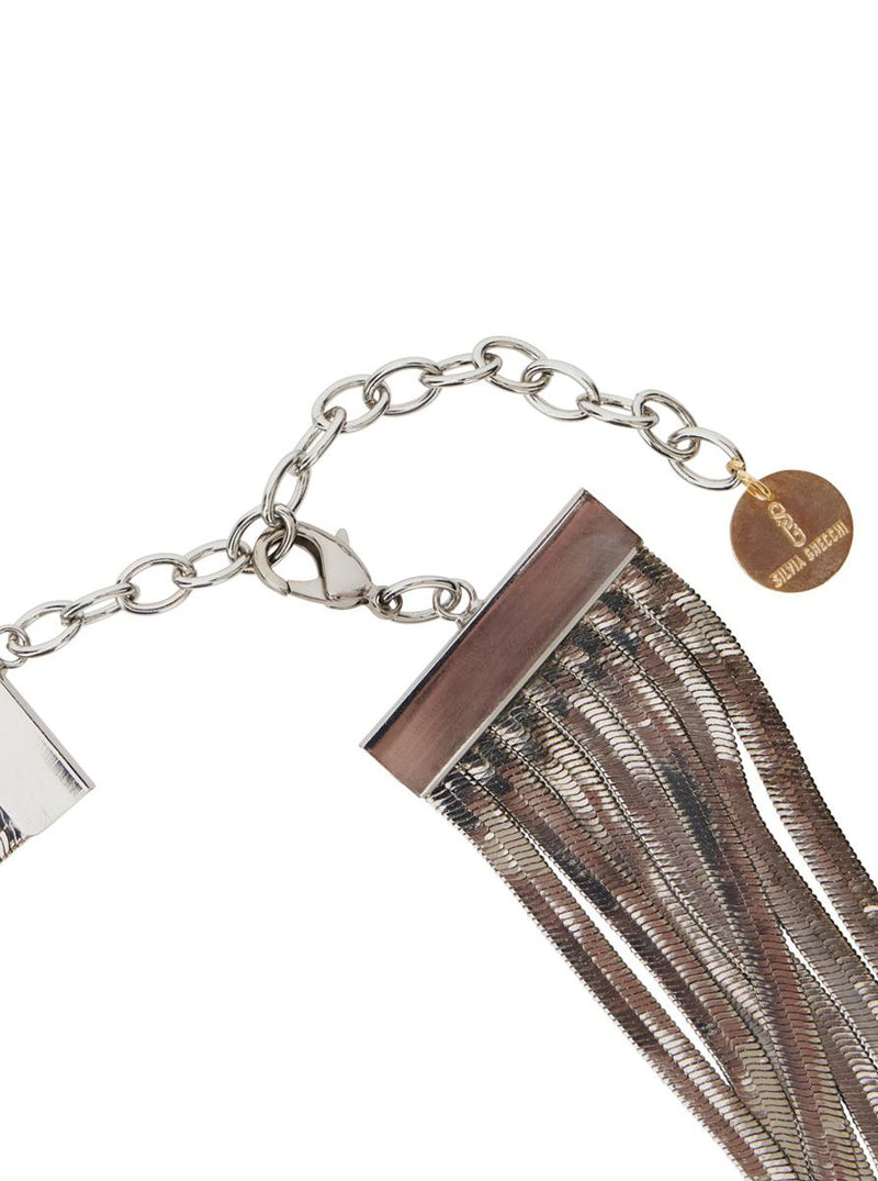 'Imperial Long' Silver-Colored Necklace With Adjustable Clasp And Metallic Pendant With Logo In Brass Woman