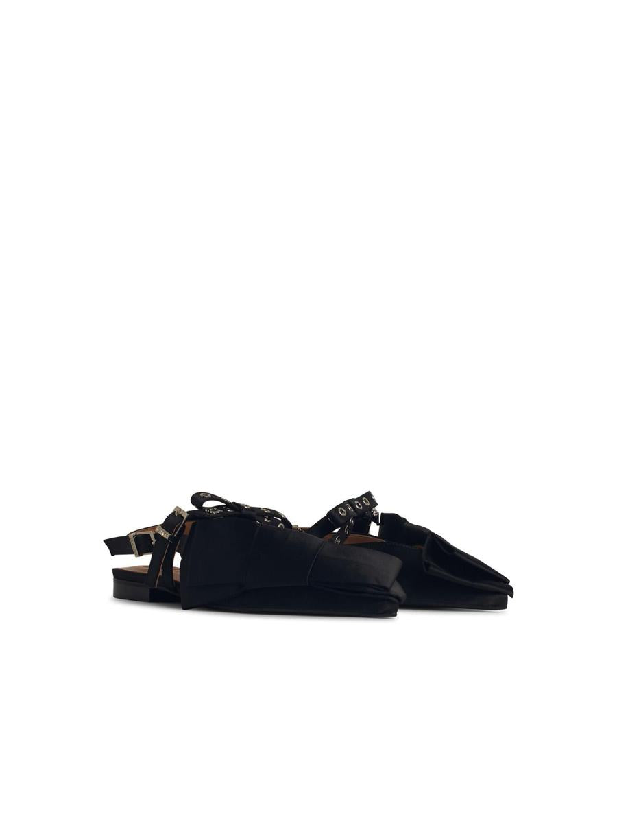 Ganni 'Big Bow' Black Polyester Ballet Flats