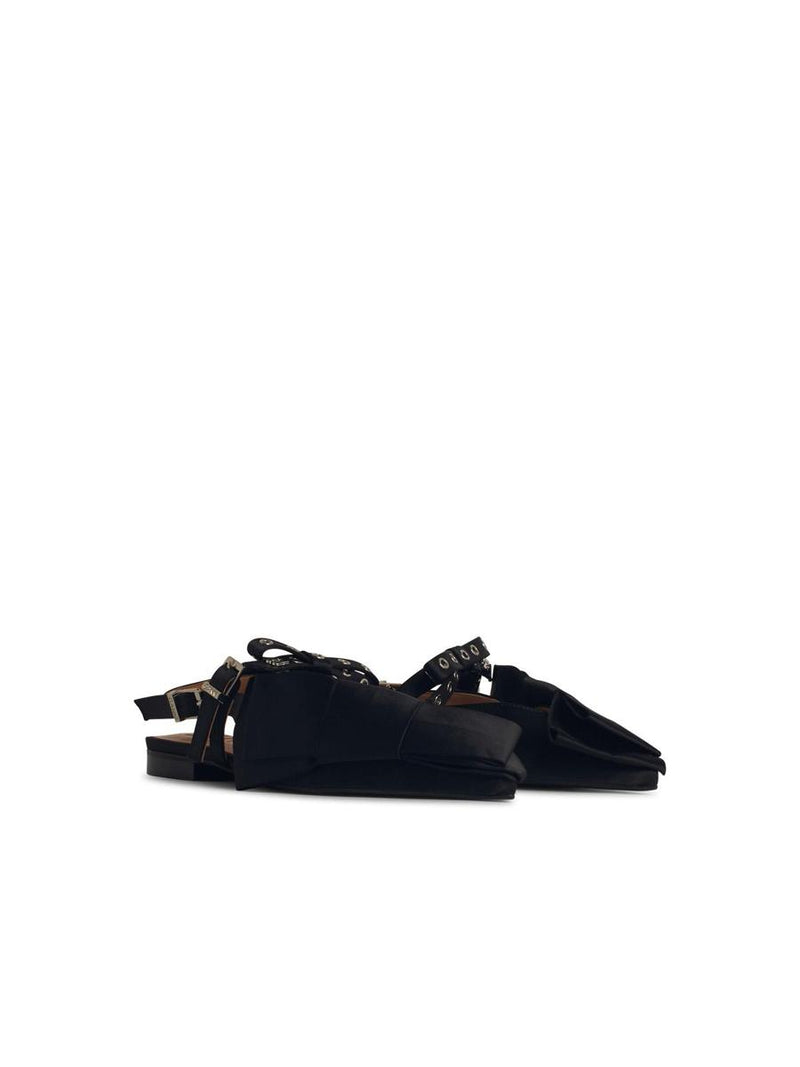 Ganni 'Big Bow' Black Polyester Ballet Flats