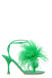 Bottega Veneta Dot Leather Sandals With Feathers