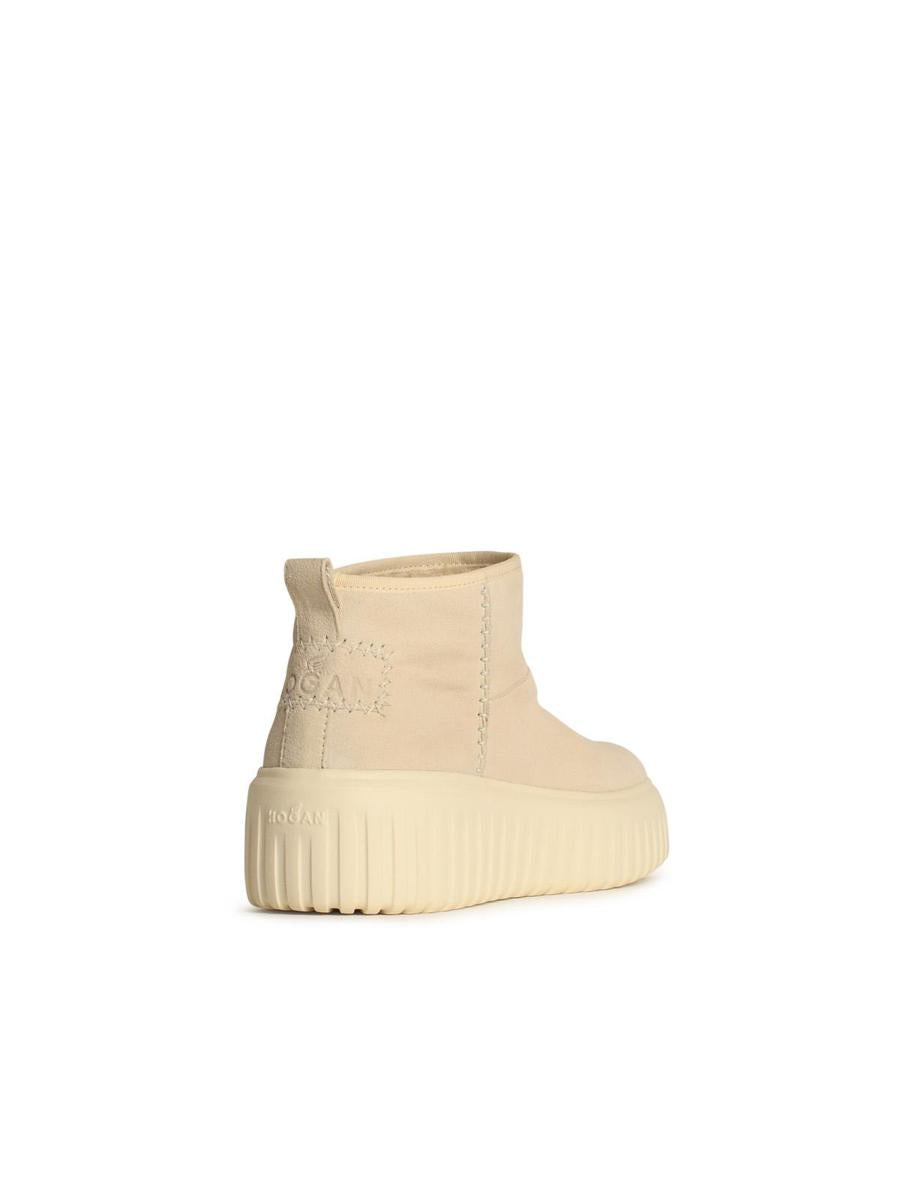 Hogan 'H645' Cream Leather Ankle Boots