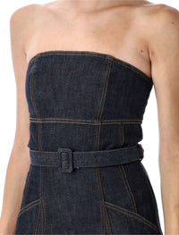 Self-Portrait Denim Bandeau Midi Dress