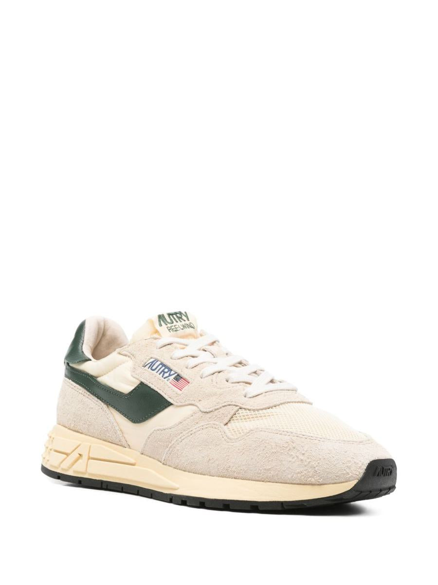 Autry Medalist Sneakers In Beige And Dark Green With Suede Inserts