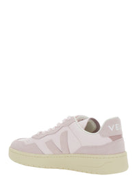 'V90' Pink Sneaker With Side Logo And Perforated Toe In Leather Woman