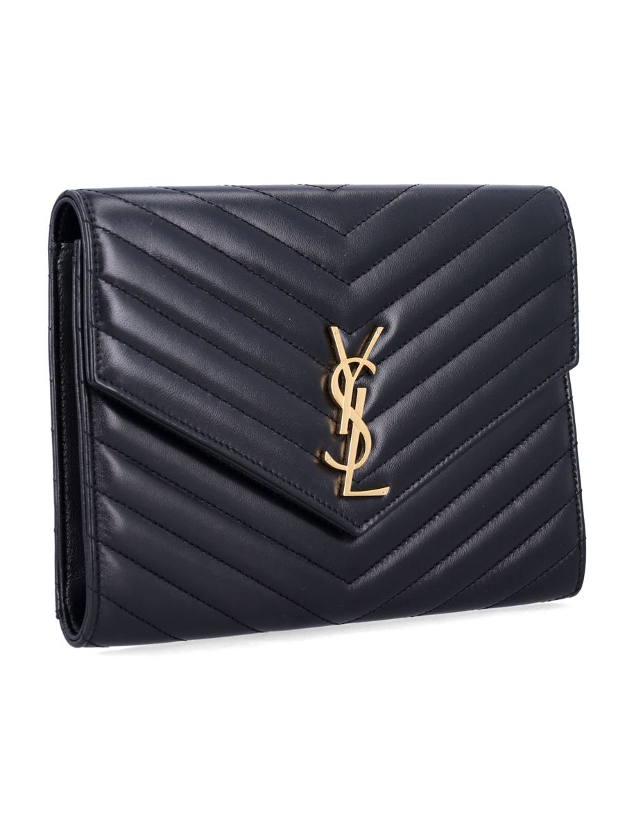 Saint Laurent Cassandre Matelassé Flap Pouch In Quilted Lambskin