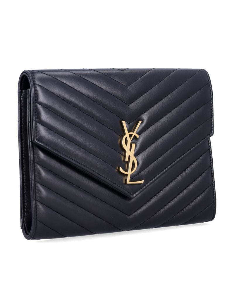 Saint Laurent Cassandre Matelassé Flap Pouch In Quilted Lambskin