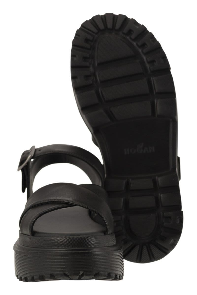 Hogan Leather Sandal With Midsole