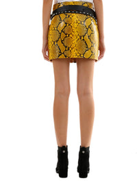 Yellow Python Leather Skirt