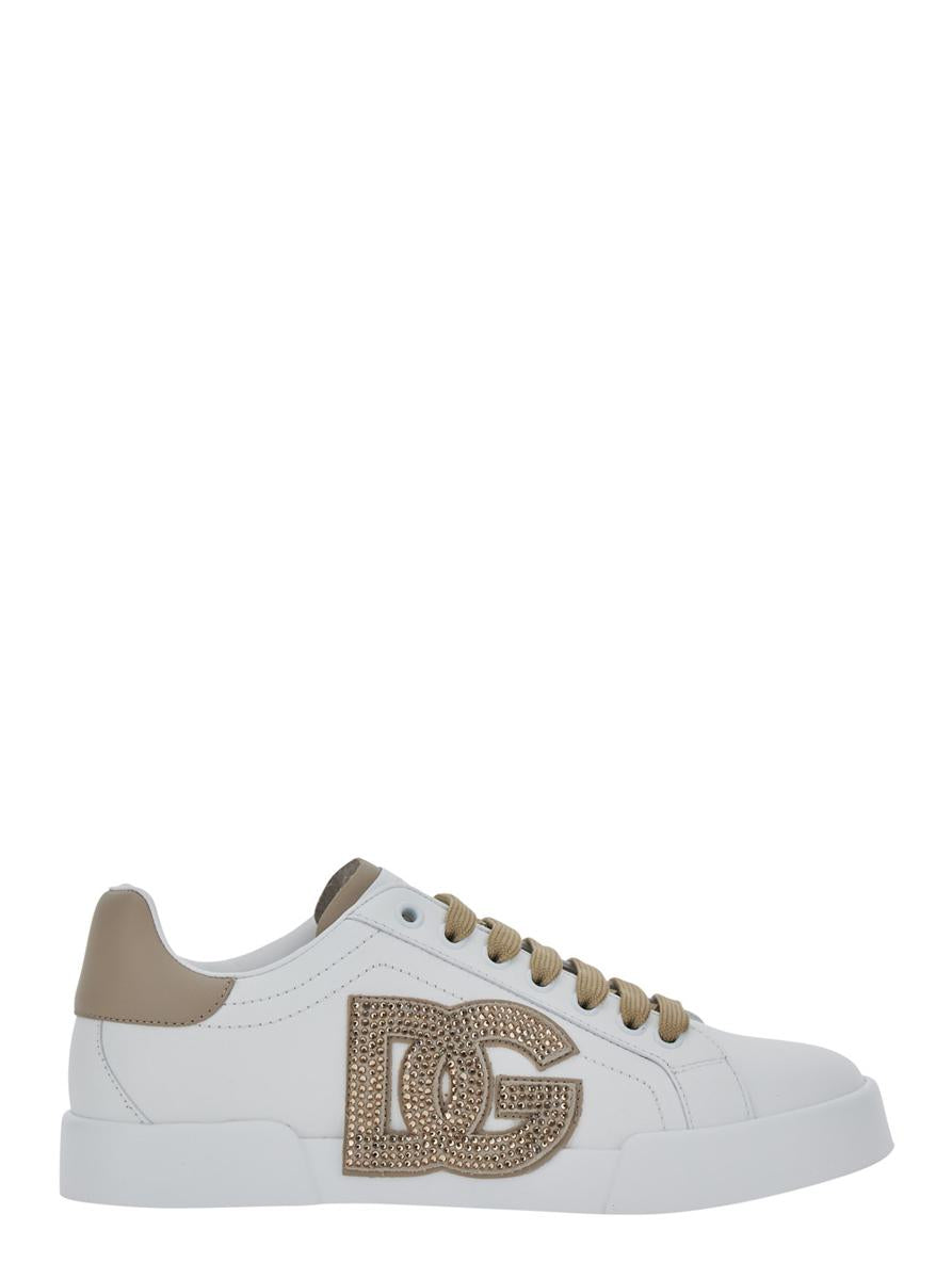 Black And Beige Low Top Sneakers With Logo Patch On The Side And Logo Lettering On The Tongue In Leather Woman