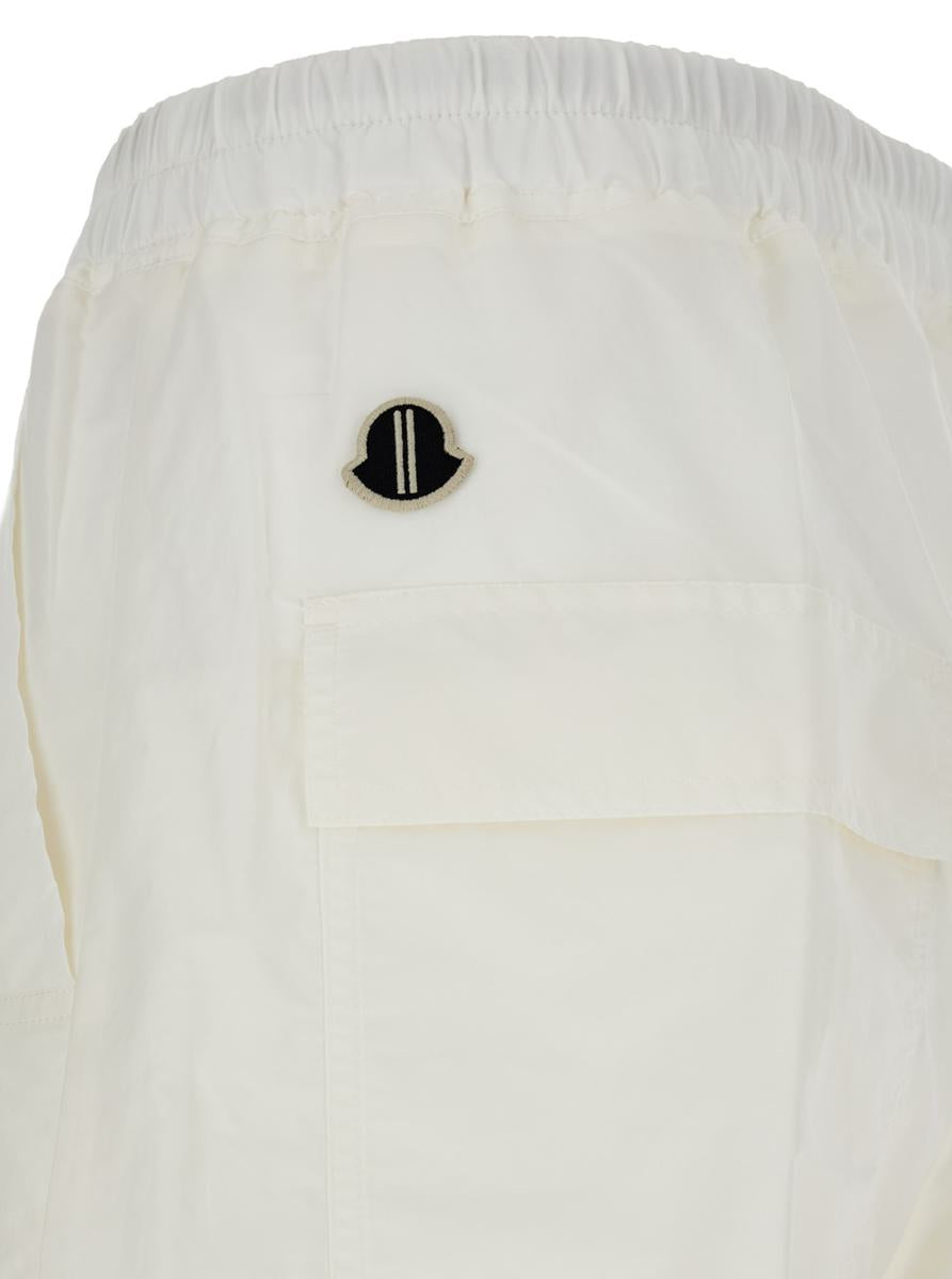 'Belas' White Pants With Drawstring Waist And Logo Patch On The Side In Tech Fabric Man