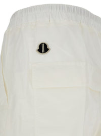 'Belas' White Pants With Drawstring Waist And Logo Patch On The Side In Tech Fabric Man