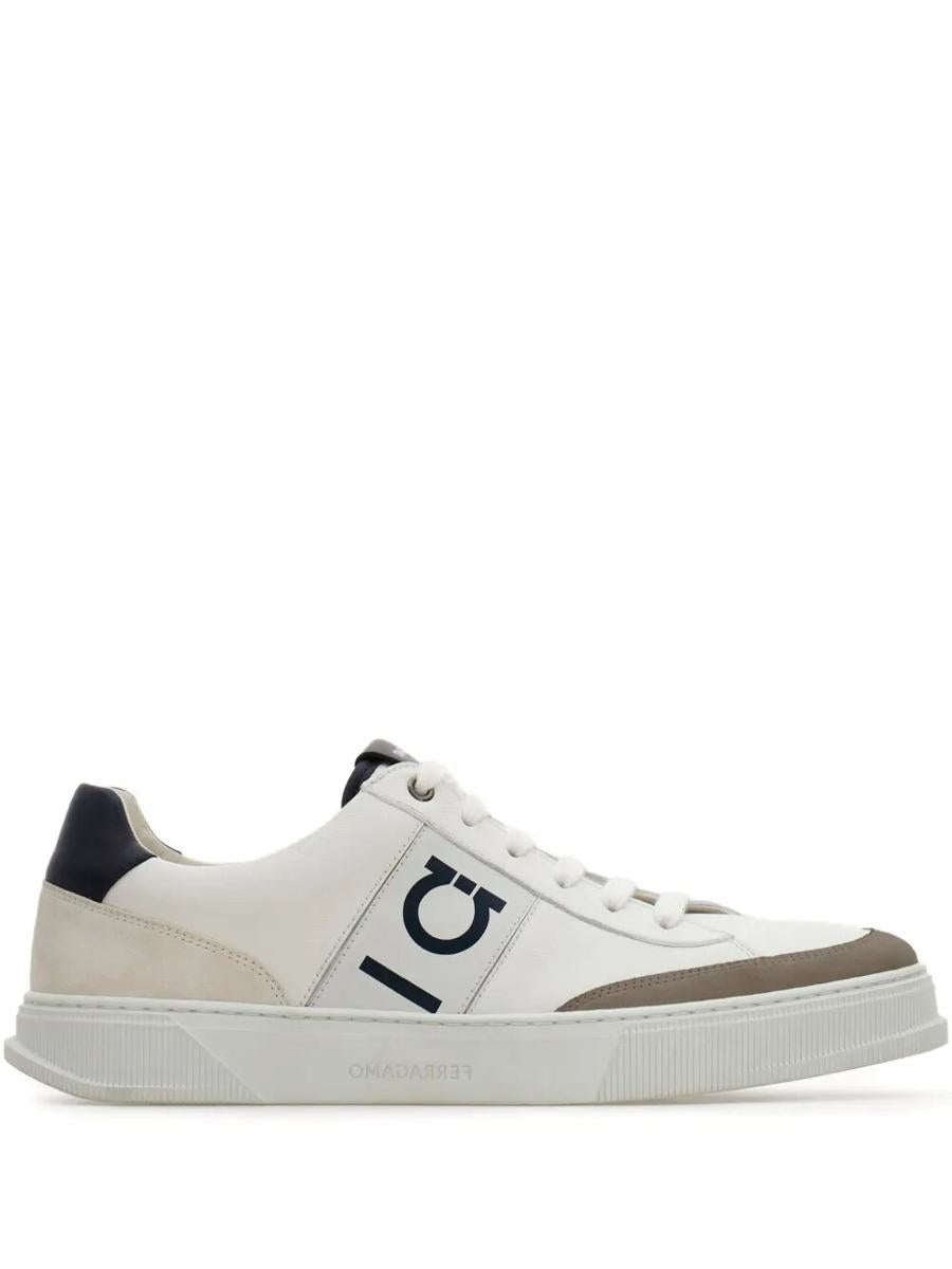 Salvatore Ferragamo Alaska Leather And Suede Sneaker With Gancini Detail Shoes