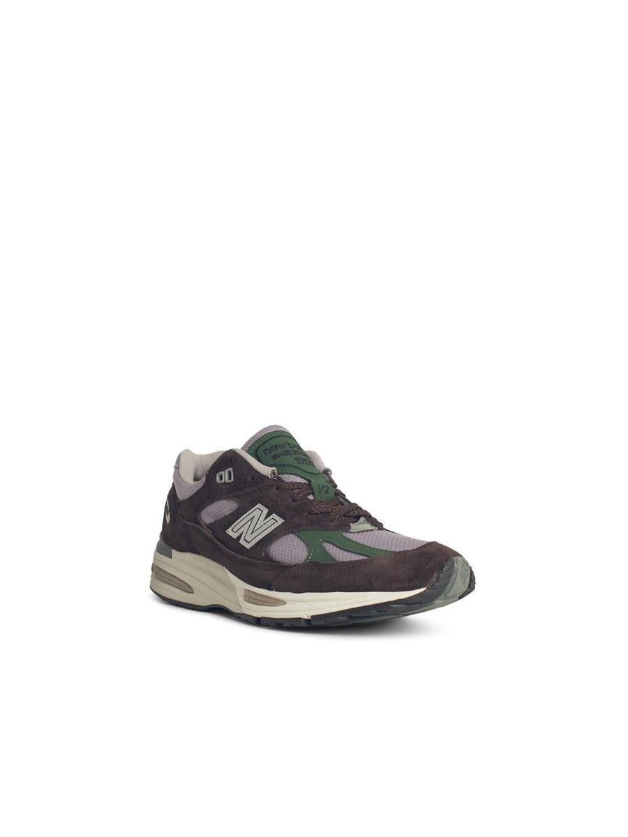 New Balance '991' Green Suede Blend Sneakers