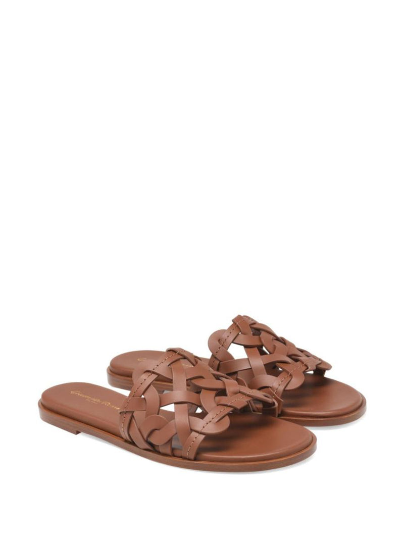 Gianvito Rossi Amalfi Leather Flat Sandals