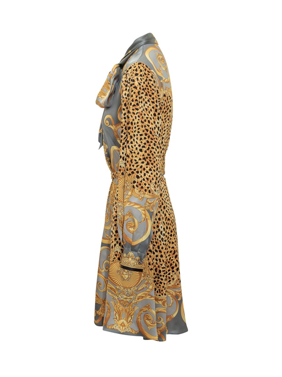 Versace Versace Baroque Silk Animalier Short Dress
