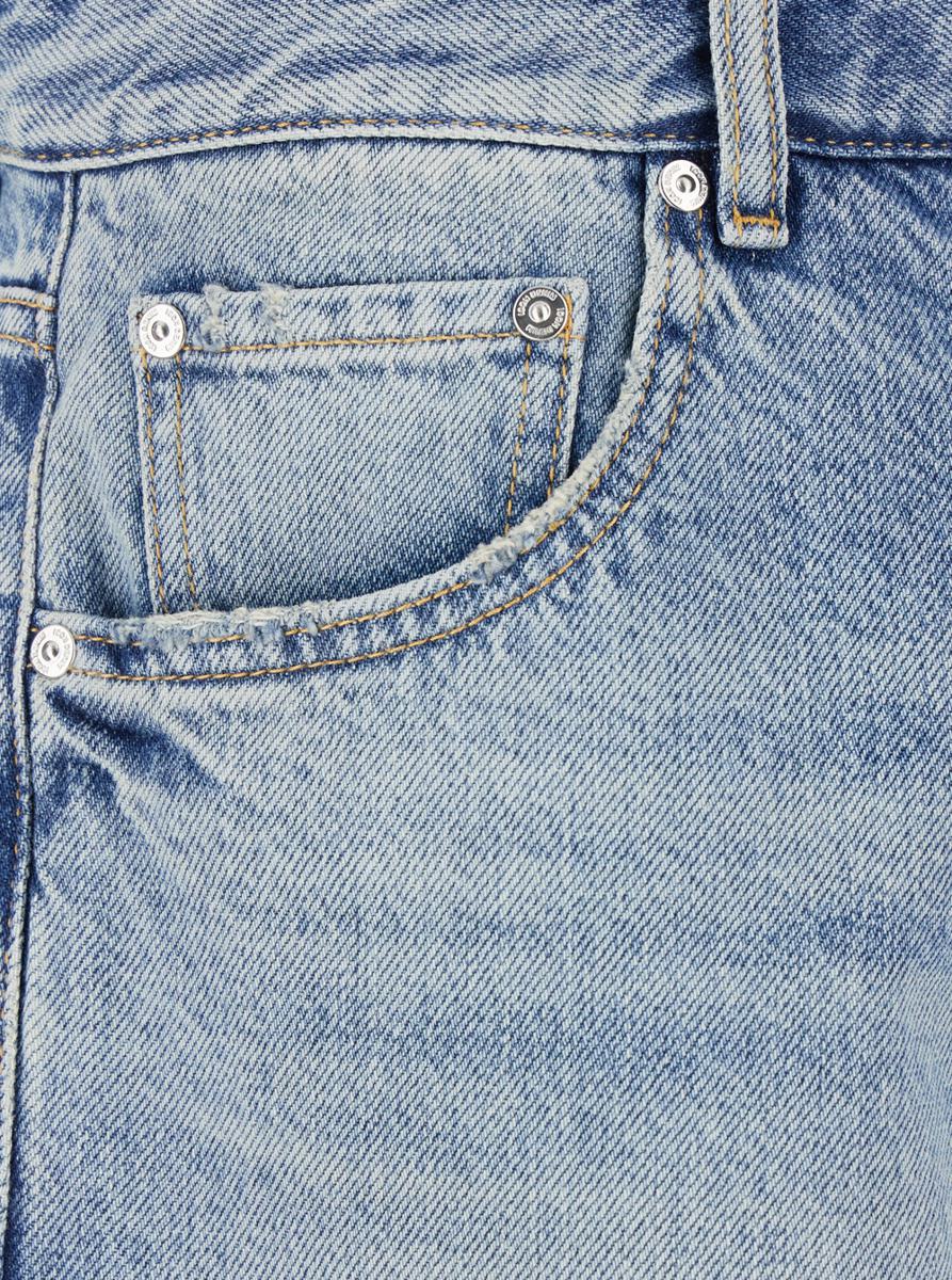 Light Blue Five-Pocket Bermuda Shorts With Logo Patch On The Back In Denim Man