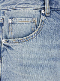 Light Blue Five-Pocket Bermuda Shorts With Logo Patch On The Back In Denim Man