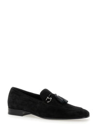 'Besile 2' Black Loafers With Gancini And Cord Detail In Suede Man