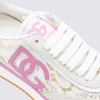 Dolce & Gabbana White And Pink Dg Cushion Sneakers