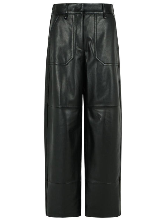 Sportmax 'Garbo' Black Nappa Leather Pants