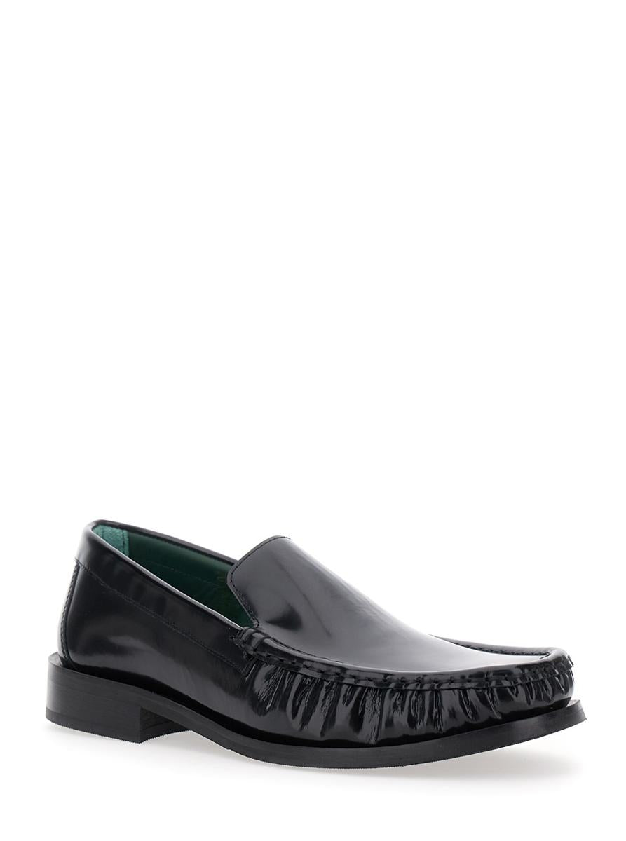 'Michel' Black Loafers With Almond Toe In Leather Man
