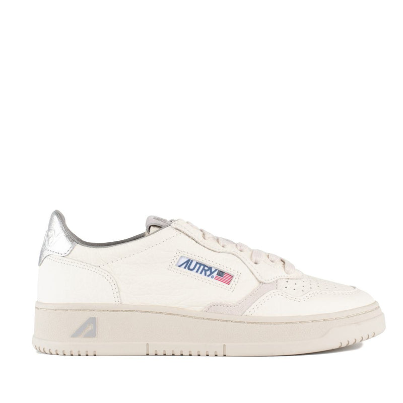 Autry Medalist Low Leather Sneakers Color Silver And White