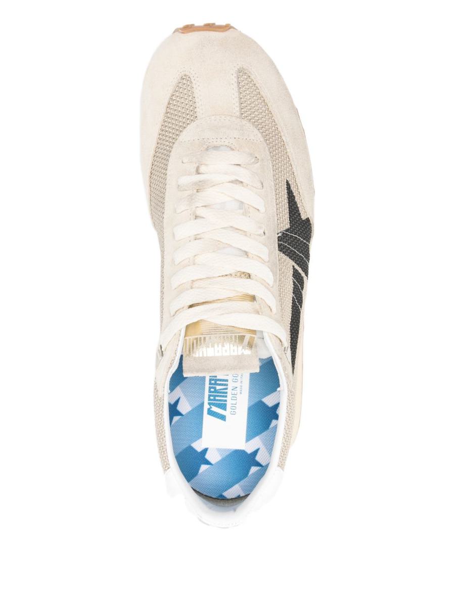 Golden Goose 'Ball Star' Sneakers In White Leather With A Side Star In Blue Suede,