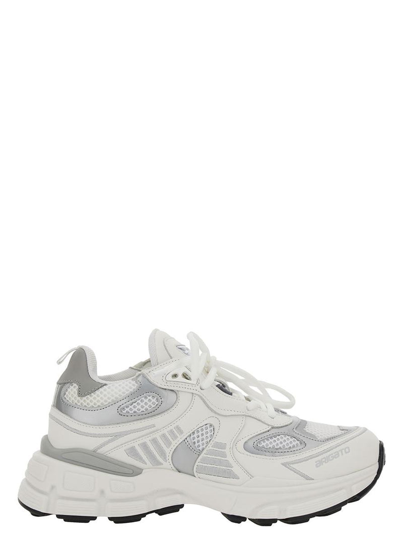 'Marathon Ghost Runner' White Low Top Sneakers With Reflectivce Details In Leather Blend Woman