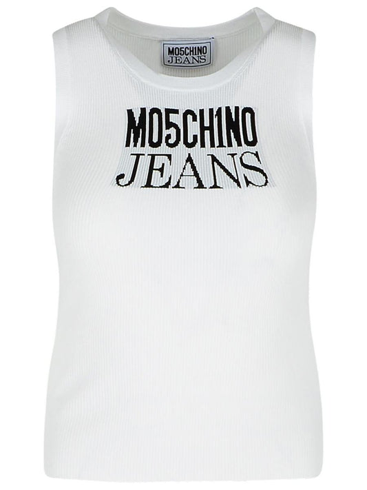 Moschino Jeans White Cotton Tank Top