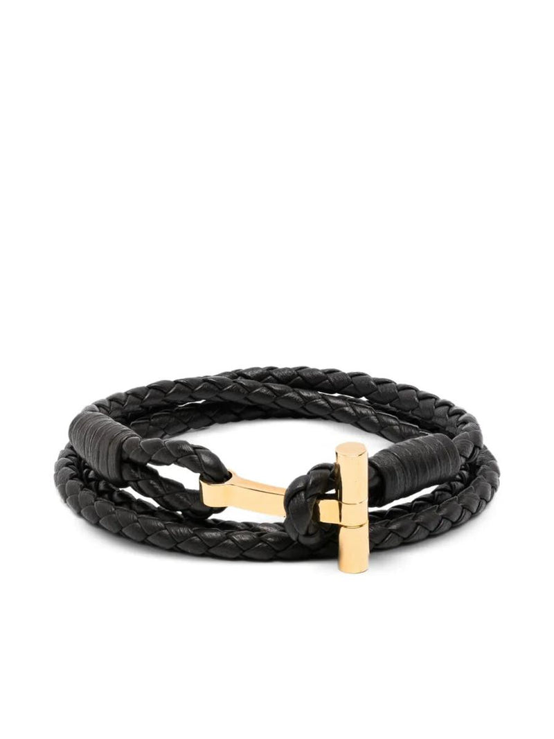 Tom Ford Braided Leather T Bracelet Accessories