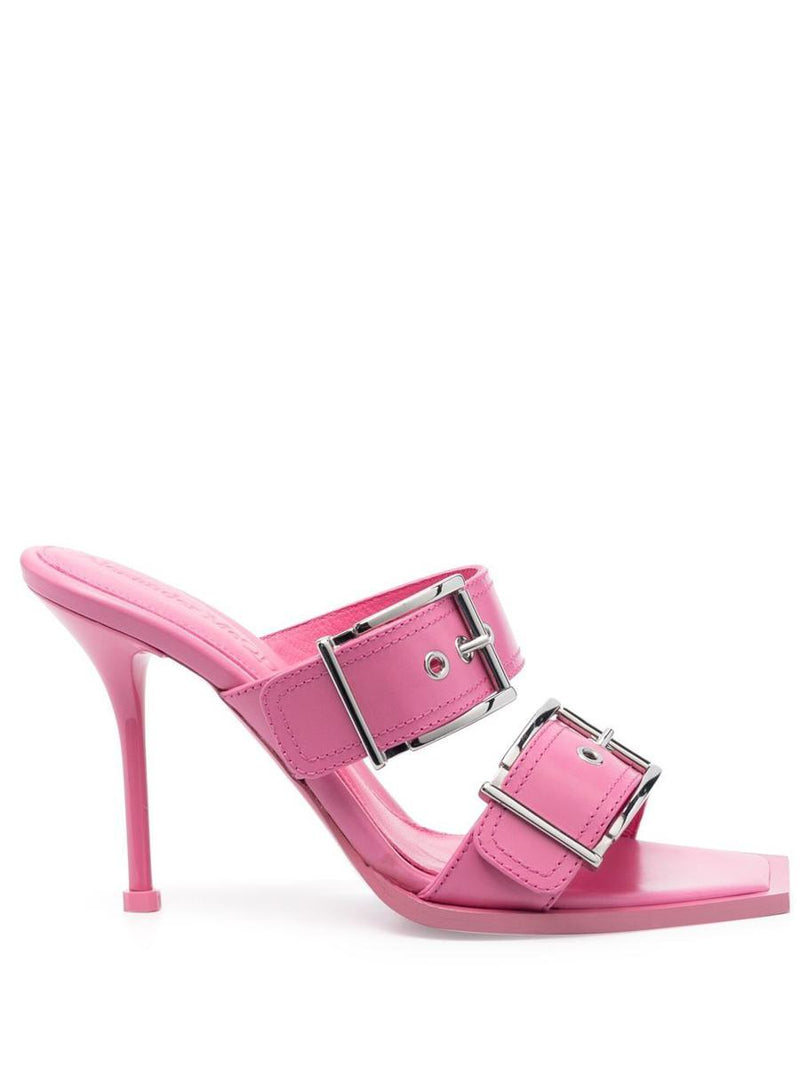 Alexander McQueen Punk Double Buckle Leather Sandals
