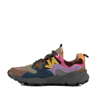 Flower Mountain Yamano 3 Dark Green Anthracite Suede And Nylon Sneakers And Purple