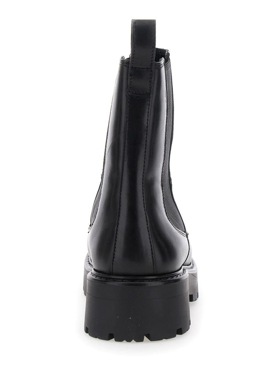 Black ‘Cosmo' Ankle Boots With Elasticated Inserts In Leather Woman