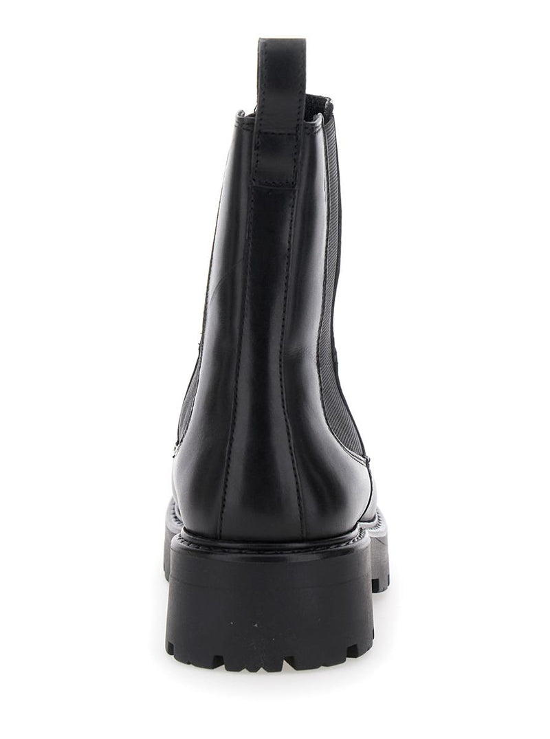 Black ‘Cosmo' Ankle Boots With Elasticated Inserts In Leather Woman