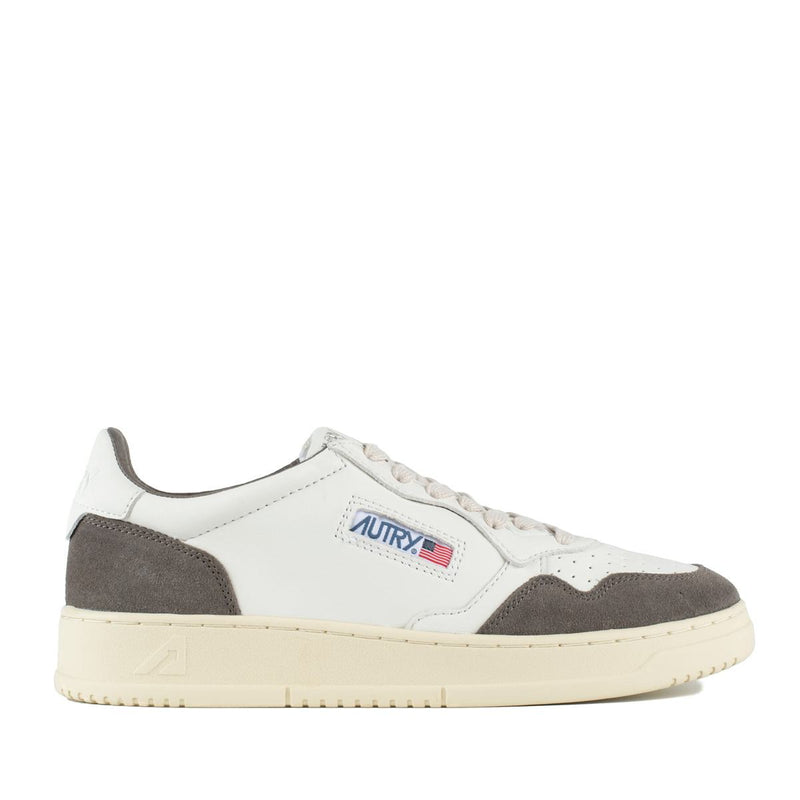 Autry Medalist Low Sneakers In White Leather And Suede Morel