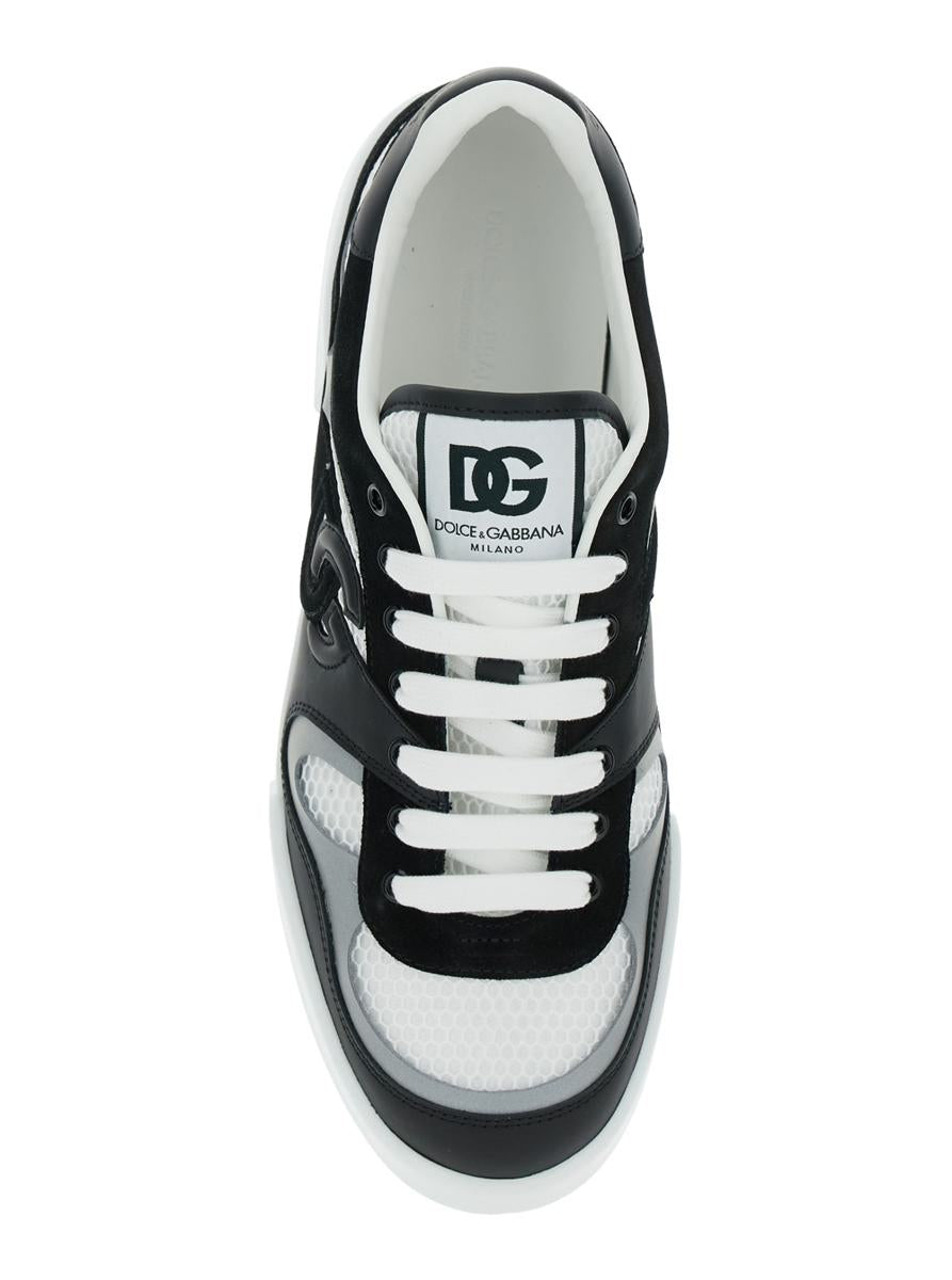 'Portofino' Black And White Sneakers With Logo Patch On The Tongue And Logo Detail On The Side In Leather Blend Man