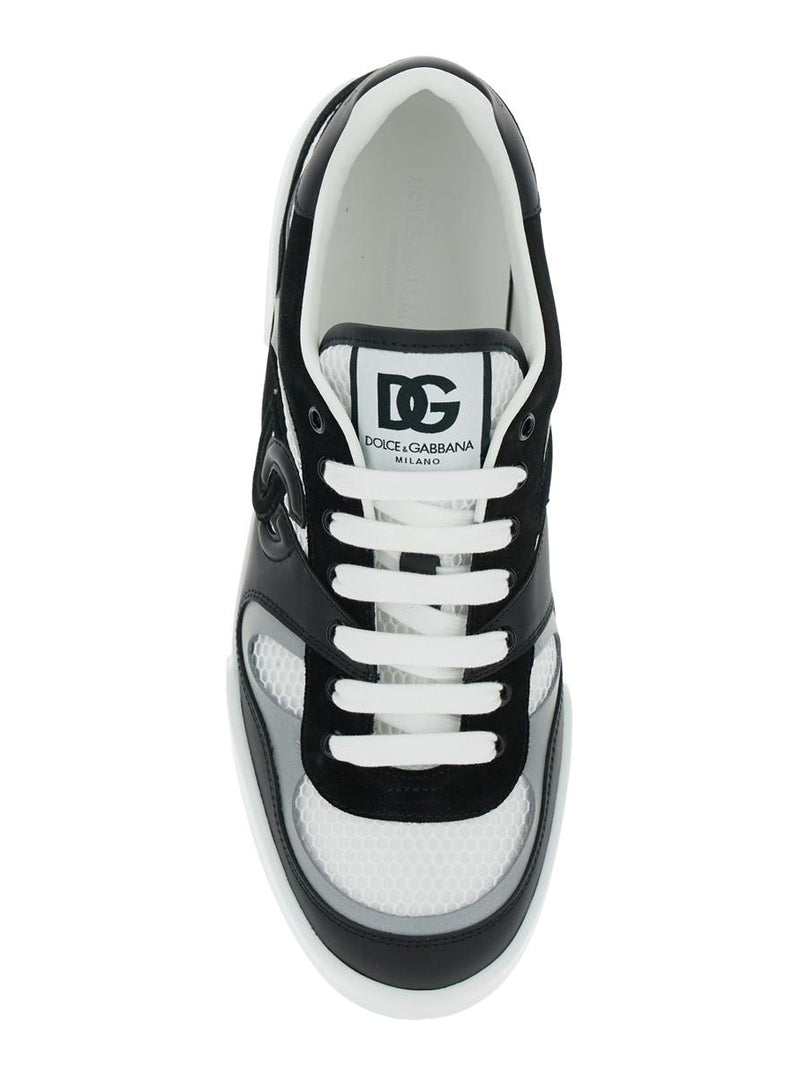 'Portofino' Black And White Sneakers With Logo Patch On The Tongue And Logo Detail On The Side In Leather Blend Man