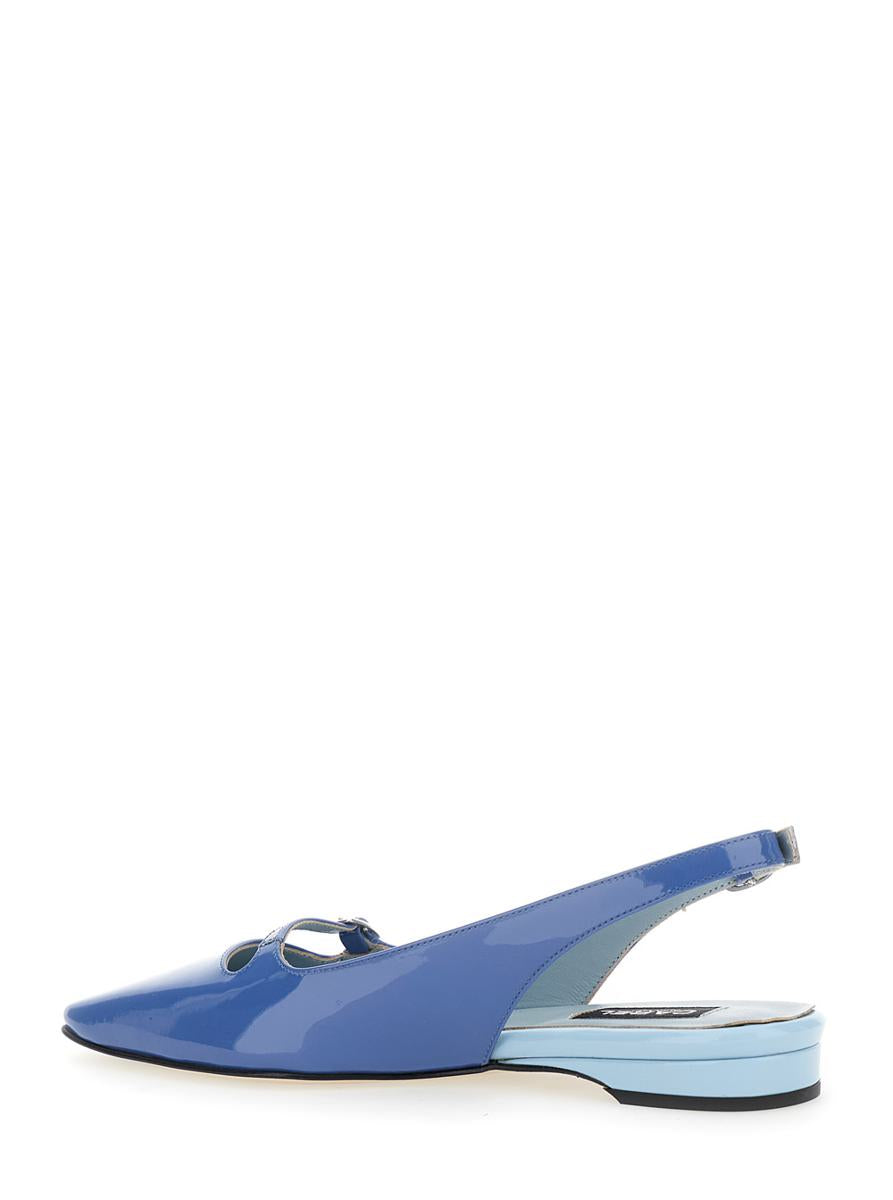 'Ninon' Blue Slingback Ballet Shoes In Leather Woman