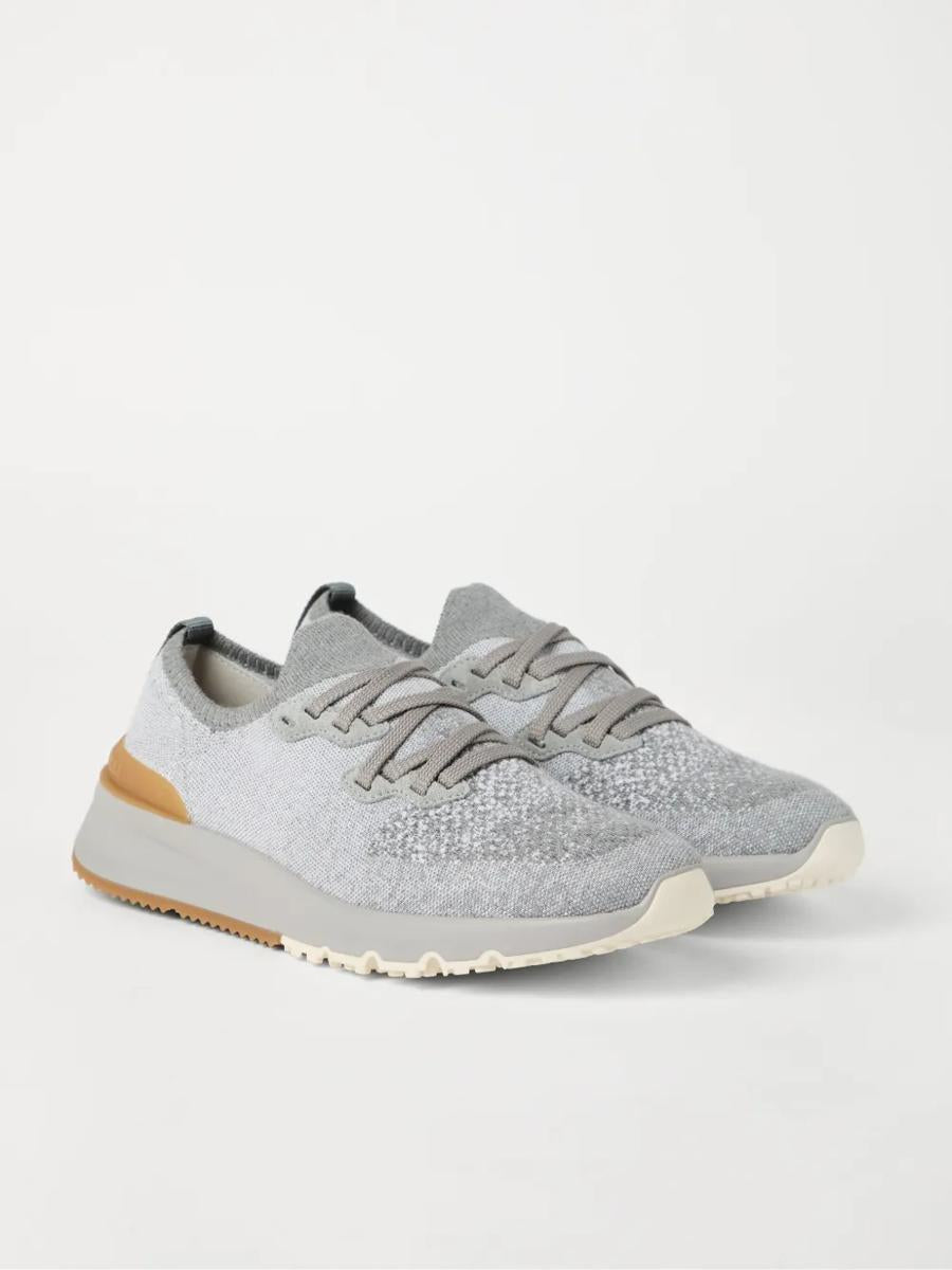 Brunello Cucinelli Cotton Chiné Knit Runner Sneakers Shoes