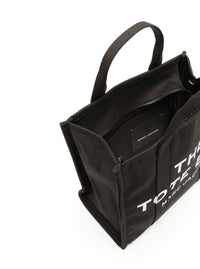 'The Medium Tote' Black Tote Bag With Contrasting Logo Lettering On The Front In Cotton Woman